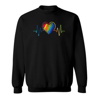 Heartbeat Rainbow Lgbt Love Is Love Gay Pride Sweatshirt