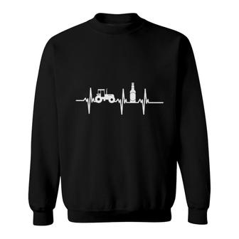 Heartbeat Tractor And Beer Farmer Tractor Driver Sweatshirt | Mazezy
