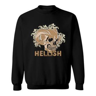 Hellish Brown Skull Head With Pattern Sweatshirt | Mazezy