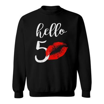 Hello 50 Red Lip Kisses Birthday Gift For Mom Grandma Sweatshirt | Mazezy