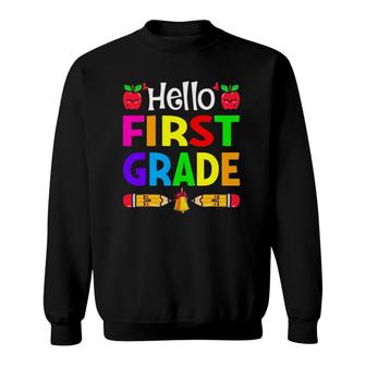 Hello First Grade Boy Kids Teachers Girl Students 1St Grade Sweatshirt | Mazezy