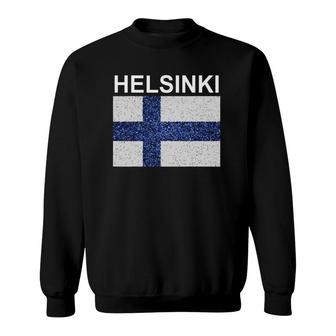 Helsinki Finland Flag Artistic Finnish Sweatshirt | Mazezy