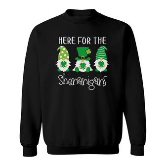 Here For The Shenanigans St Patrick's Day Gnome Sweatshirt | Mazezy
