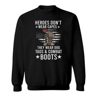 Heroes Don’T Wear Capes, They Wear Dog Tags & Combat Boots Us Flag Tee Sweatshirt | Mazezy DE