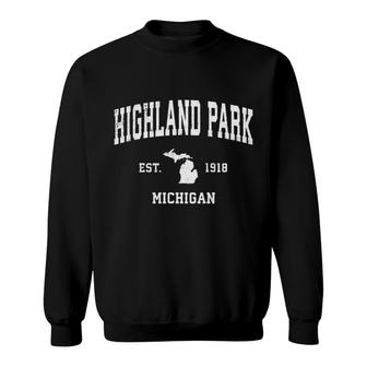 Highland Park Michigan Mi Vintage Athletic Sports Design Pullover Sweatshirt | Mazezy