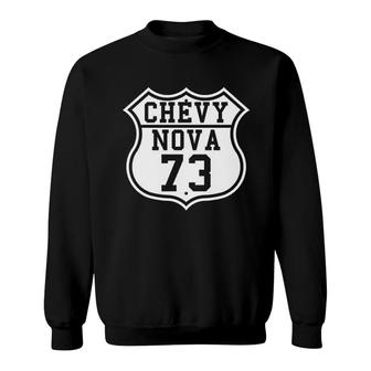 Highway Route 1973 Nova Classic Car Sweatshirt | Mazezy