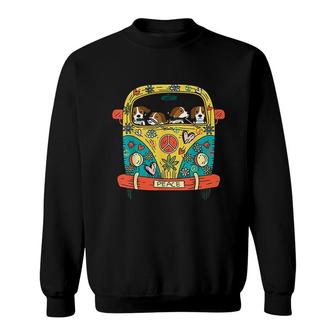 Hippie Car Hippy Style Beagle Sweatshirt | Mazezy