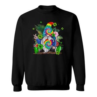 Hippie Gnomes Tie Dye Hippie Clover Stpatricks Day Shamrock Sweatshirt | Mazezy