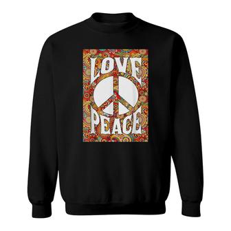 Hippie Love Peace Sign Paisley Sweatshirt | Mazezy