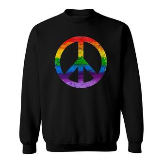Hippie Peace Sign Lgbt Flag Rainbow Pride Gay Lesbian Flags Sweatshirt | Mazezy AU