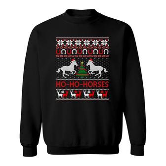 Ho Horses Xmas Ugly Christmas Equestrian Sweatshirt | Mazezy