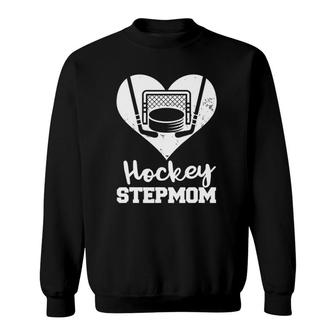Hockey Stepmom Heart Funny Hockey Player Stepmom Sweatshirt | Mazezy