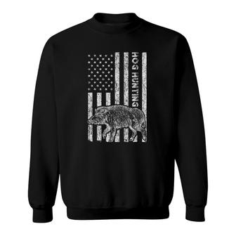 Hog Hunting American Flag Wild Vintage Pig Gift Sweatshirt | Mazezy