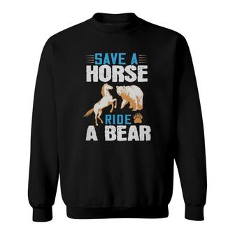 Horses Equestrian Bear Save A Ride A Bear Horse Riding Sweatshirt | Mazezy