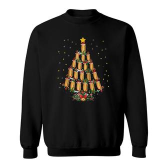 Hot Dog Lover Xmas Gift Hot Dog Christmas Tree Raglan Baseball Tee Sweatshirt | Mazezy