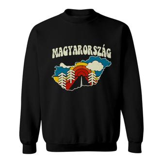 Hungary Vintage Hungarian Country Rainbow Retro 70S Map Sweatshirt | Mazezy