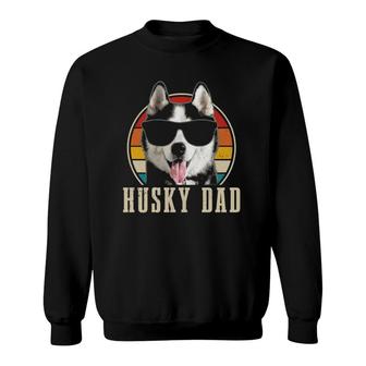 Husky Dad Funny Dog Sunglasses Vintage Siberian Husky Sweatshirt | Mazezy