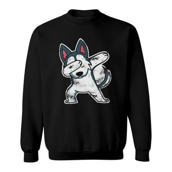 Husky Dog Lover Gift Dabbing Husky Sweatshirt | Mazezy