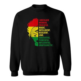 I Am Black Woman Educated Melanin Black History Month Gifts Premium Sweatshirt | Mazezy