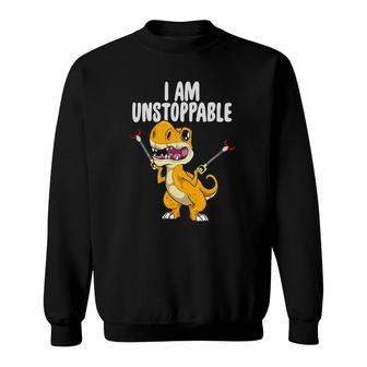 I Am Unstoppablerex Kawaii Dinosaur Trash Grabber Sweatshirt | Mazezy