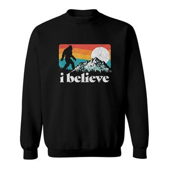 I Believe Funny Retro Bigfoot Mountain Sweatshirt | Mazezy