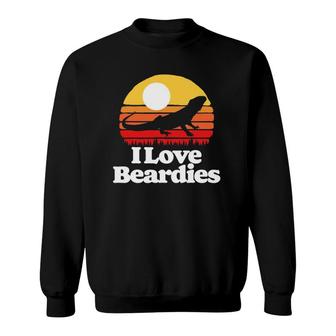 I Love Beardies Vintage Pet Bearded Dragon 80S Retro Sunset Sweatshirt | Mazezy