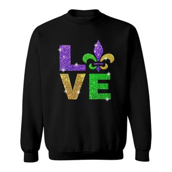 I Love Mardi Gras Fleur De Lis Gift Sweatshirt | Mazezy