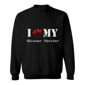 I Love My Biewer Terrier Paws Print Sweatshirt | Mazezy