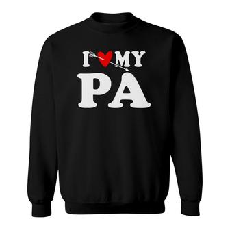 I Love My Pa With Heart Father's Day Wear For Kid Boy Girl Sweatshirt