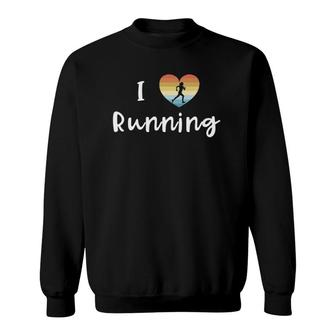 I Love Running I Heart Running Women Gifts Cute Retro Heart Sweatshirt | Mazezy