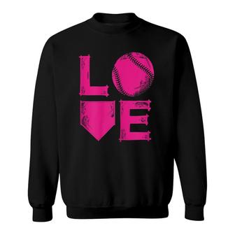 I Love Softball For Girls Women Moms And Teens Sweatshirt | Mazezy