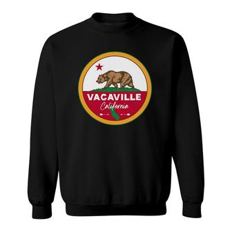 I Love Vacaville California Ca Flag And Bear Badge Sweatshirt | Mazezy