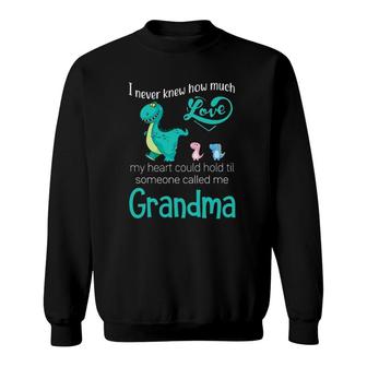 I Never Knew How Much Love My Heart Could Hold It Til Someone Called Me Grandma Dinosaurs Grandmother And Grandkids Sweatshirt | Mazezy