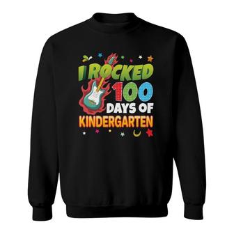 I Rocked 100 Days Of Kindergarten 100Th Day School Guitar Sweatshirt | Mazezy CA