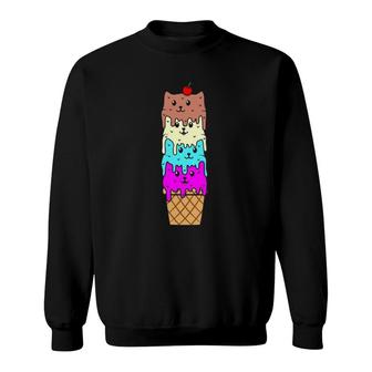 Ice Cream Cat Cone Funny Summer Boys Girls Graphic Sweatshirt | Mazezy