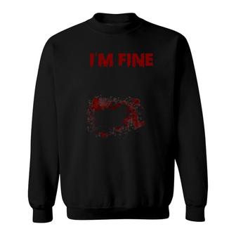 I'm Fine Bloody Zombie Bite Scary Halloween Costume Sweatshirt | Mazezy
