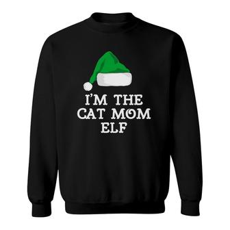 I'm The Cat Mom Elf Family Funny Christmas Gift Sweatshirt | Mazezy