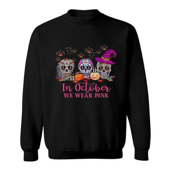 In October We Wear Pink Skull Sweatshirt | Mazezy CA