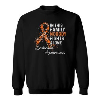In This Family Nobody Fights Alone Leukemia Awareness Sweatshirt | Mazezy