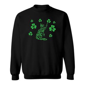 Irish Cat Kitten Lover Funny St Patrick's Day Shamrock Kitty Sweatshirt | Mazezy
