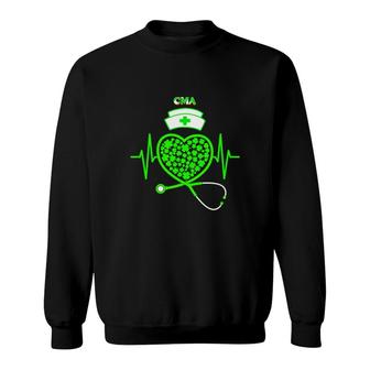 Irish Cma Shamrock Heart Stethoscope St Pattys Day Proud Nursing Job Title Sweatshirt - Thegiftio UK