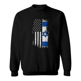 Israeli American Flag Pride Israel Usa Sweatshirt | Mazezy