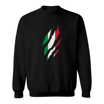 Italy Italian Flag Claw Marks - Italian Roots & Heritage Sweatshirt | Mazezy