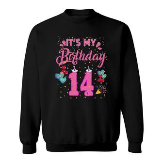 It's My 14Th Birthday Doughnut Happy 14 Years Old Girl Sweatshirt | Mazezy