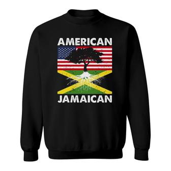 Jamaican American Lignum Vitae Tree Life Flags Design Sweatshirt | Mazezy