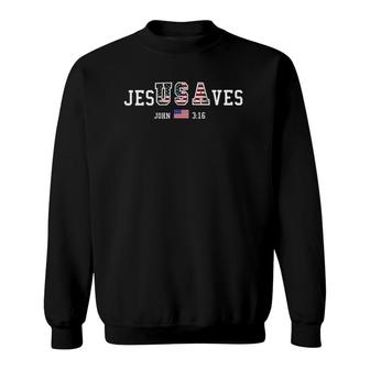 Jesus Saves Usa American Flag Sweatshirt | Mazezy