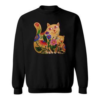 Joy Of Being Together Two Cute Cats Mother And Child Sweatshirt | Mazezy