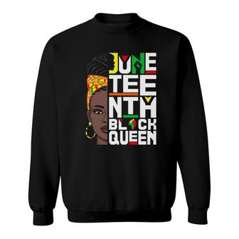 Juneteenth Black Queen Melanin Afro Headwrap African Map Raised Fist Sweatshirt | Mazezy
