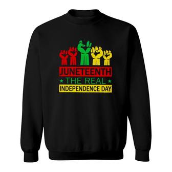 Juneteenth The Real Independence Day Colorful Raised Fists Sweatshirt | Mazezy DE