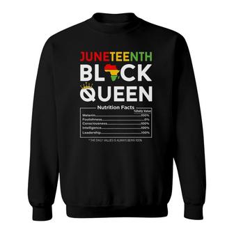 Juneteenth Womens Black Queen Nutritional Facts 4Th Of July Sweatshirt | Mazezy UK